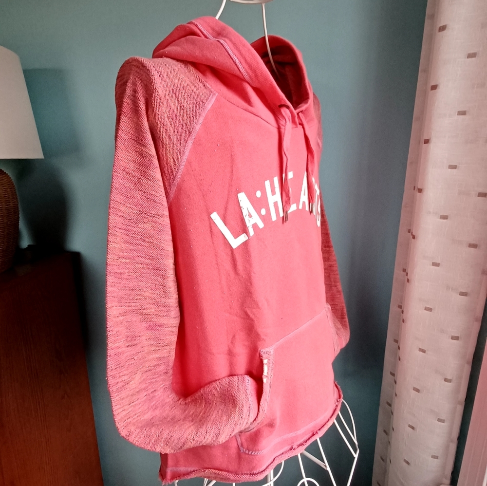 EUC LA Hearts Coral/Salmon Color Pullover Hoodie - Women's Size Large - Picture 3 of 6